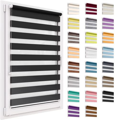 Store Double Sans Percer, 35x150 cm - Duo Rollo Klemmfix, Translucide Et Obscurcissant, Day&Night, Protection Solaire À Enroulement pour Fenêtres & Portes