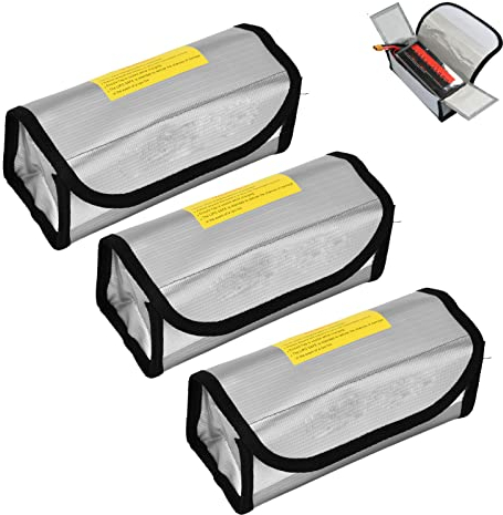 3Pcs Lipo-Sicherheitstasche, Feuerfeste Sicherheitsschutztasch, Lipo Batterie Tasche Feuerfest Explosionsgeschützte Batterie Safe Bag für Charge, Lipo Akku Tasche, Lipo Safe Bag