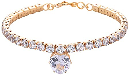 RayMinsino Bling Strass Herz Form Katze und Hund Halskette Haustier Edelstein Halskette Katze und Hund Strass Halsband Zubehör
