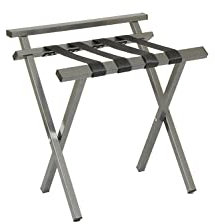 Mabel Home Porte-bagages pliable en métal avec sangles en nylon, 5 modèles et 3 couleurs, pour hôtel, chambre, chambre d'amis, placard (300 gris)