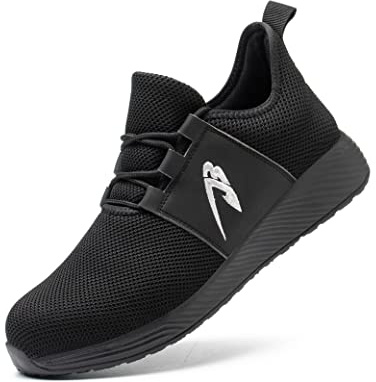 IYVW 309 Mens Safety Boots Steel Toe Cap Work Shoes Ankle Trainers Hiker Protective Mid Sole S1P SRC Black 6 UK