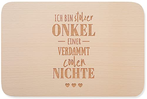 JUNIWORDS Frühstücksbrettchen, Ich bin stolzer Onkel einer verdammt coolen Nichte, Holzbrett Frühstücksbrett Holzbrettchen (1006971)