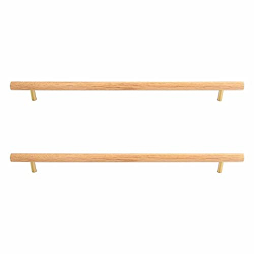 Möbelgriffe aus Holz, Möbelknöpfe, Schranktürgriff für Küche, Schublade, Kleiderschrank, massiver Schrankgriff, moderne Hardware, Möbelgriffe für Badezimmer, Eiche, 2 Stück (Lochabstand 320 mm) (Locha