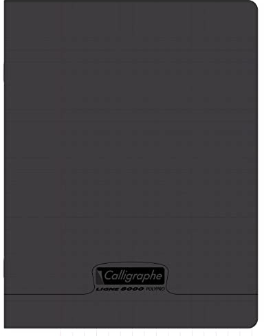 Calligraphe 18910C Un Cahier Agrafé Noir (une Marque de Clairefontaine) - 17x22 cm - 48 Pages Grands Carreaux - Papier Blanc 90 g - Couverture Polypro Transparent