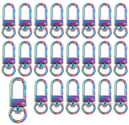 36 Stück 9 mm Regenbogen-Metall-Karabinerverschlüsse, Drehgelenk, Karabinerhaken, Gurt für Schlüsselanhänger, Schlüsselringe, DIY, Tasche, Schmuck, Erkenntnisse (Regenbogen)
