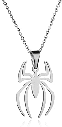 SIXDUTON Spiderman Collana con Ciondolo, Decorativi Leggeri Inox leggero Ciondolo, Regalo per Ragazzi e Ragazze (Argento)