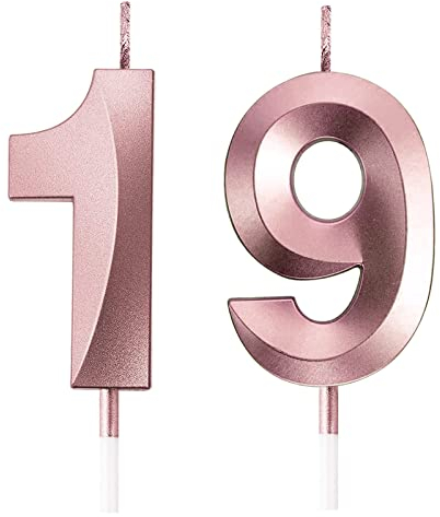 FAINCA Geburtstagskerzen Zahlen, 19th Geburtstagskerzen, 3D Zahlenkerze, 5 CM Roségold Geburtstagskerze, für Geburtstagstorte Jubiläum, Meilensteinzeitalter