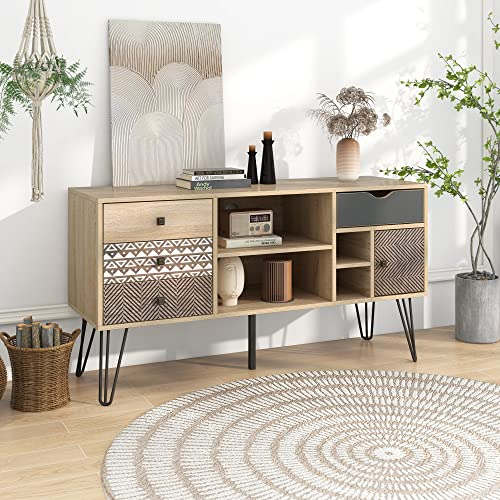 ZYLOYAL10 TV-Schränke, Sideboard, Doppelfunktionsschrank. Mehrzweckschränke im Retro-Nostalgie-Stil. Diverse Stauräume 120 x 39 x 64 cm