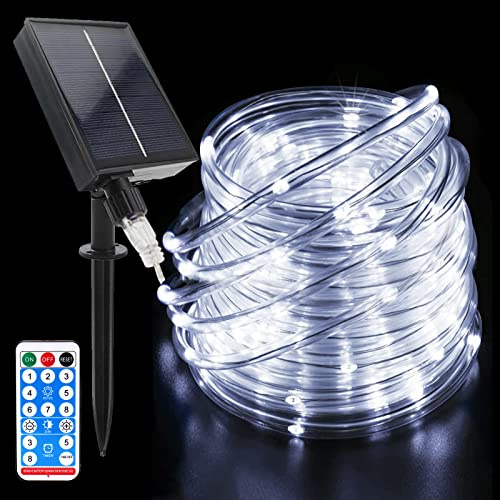Acxilexy 22M 200 Leds Luces de Cuerda Solar Exterior, LED Solar Tubo de Cuerda Luces con 8 Modos, Impermeable Cadena de Luces de Tubo con Control Remoto para Jardín, Patio, Decoración de Navidad