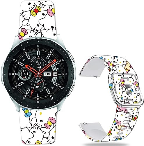Leotop Hello Kitty Sweet Pink Armbänder Kompatibel Mit Samsung Galaxy Watch 4 40/44 mm/42 mm/3 41 mm/Active 2/Gear S2 Classic/Sport 20 mm Weiches Silikon Kawaii Süßes Armband für Kinder