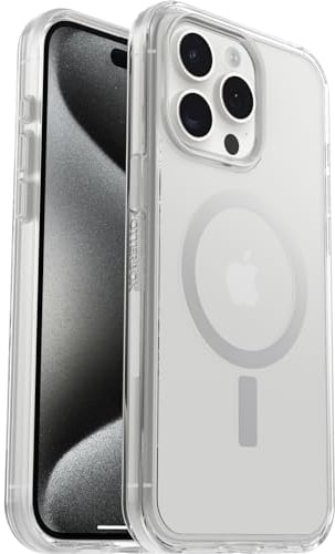 OtterBox Symmetry Clear für MagSafe transparente Hülle für iPhone 15 Pro Max, stoßfest, sturzsicher, schützende Hülle, 3X getestet nach Militärstandard, Transparent