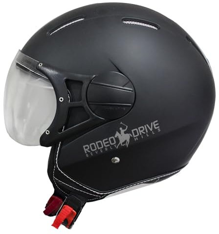 Casco Moto Jet Luxus Nero Opaco Bianco Rodeo Drive (L)