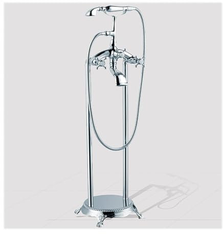 WRJAHCG Vintage Chaude Et Froide Au Sol Robinet De Baignoire Ilot, Laiton Mitigeur De Baignoire Ilot avec Douchette,Montage Au Sol