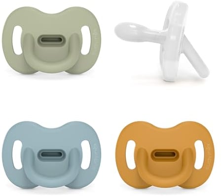 Suavinex, Schnuller aus Silikon 4er-Pack, für Babys 6-18 Monate, Schnuller mit physiologischem Sauger Sx Pro, Symmetrisch, Superweich und Flexibel, Einschlafschnuller, Lake, Fuchsia, Honey, Chili