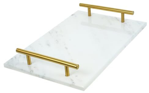 CALLARON Marble Tray with Handle Versatile Storage Holder for Snacks and Dried Fruits Elegant Decorative Serving Dish for Parties and Home Use Compact and Lightweight Design