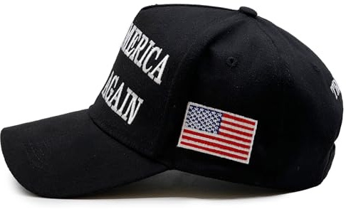 Aeonda Trump 2024 45-47 MAGA Hat Make America Great Again Donald Trump Slogan mit USA-Flagge Baseballkappe, Schwarzer Maga-Hut, M/Einheitsgröße
