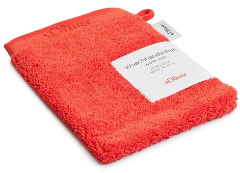 s.Oliver Waschlappen 16x21 cm - 100% Baumwolle, 600 g/m², weich & angenehm, Waschhandschuh rot