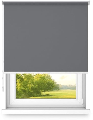 time4blinds Rollos Verdunkelungsrollo Freihängendes Rollo ohne Kassette Wand- oder Deckenmontage Großes Format UV-Schutz Thermische Eigenschaften Solides Design 150x260 cm Hellanthrazit - rechts