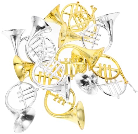 JOINPAYA 12 Stück Mini Waldhorn Anhänger Aus Kunststoff Waldhorn Anhänger Instrument Charms Musikalische Charms Mini Instrument Zum Aufhängen Ornament Kleines Instrument Zum