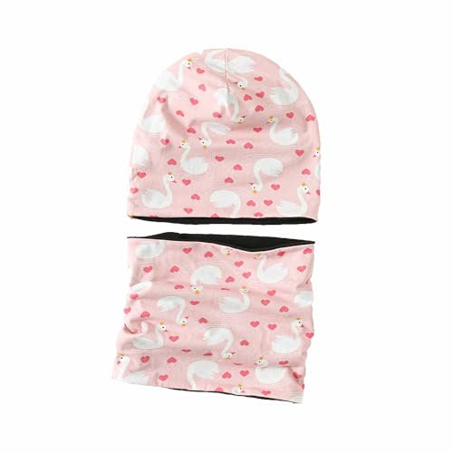 MAKFORT Kinder Beanie Mütze Schal Schlauchschal Set Baumwoll Loop Schal Junge Und Mädche Herbst Frühling