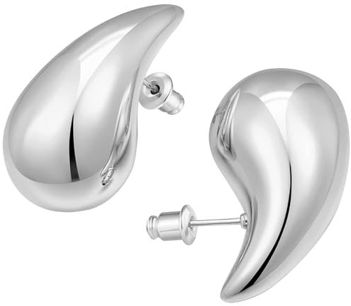 Gold Chunky Ohrringe Dicke 14K vergoldet Teardrop Wassertropfen Ohrringe für Frauen Mädchen (BB-Argento)