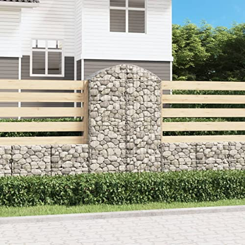 Hovothy Gabion avec arc haut, mur de jardin, mur en pierre, mur de plantes, panier à gabions, panier métallique, clôture pour briques murales, argent, 100 x 50 x 180 cm, fer galvanisé