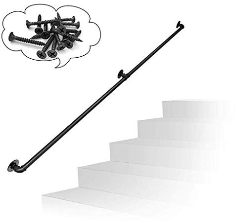 Corrimano di sicurezza per scale interne ed esterne Kit di supporto per ringhiere per scale per terrazze balconi finestre portico ponte a parete corrimano in metallo nero ferro battuto