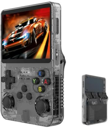 OSUPERXFUN R36S Retro Handheld Game Console - 15000+ Pre-installed Games, 64GB TF Card, 3.5-inch Linux System, Red