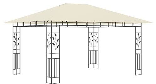 Pavilion Carport Pergola Pavillons - Pavillon mit Moskitonetz 4x3x2,73 m Creme 180 g/m² für Camping Terrasse Events Garten