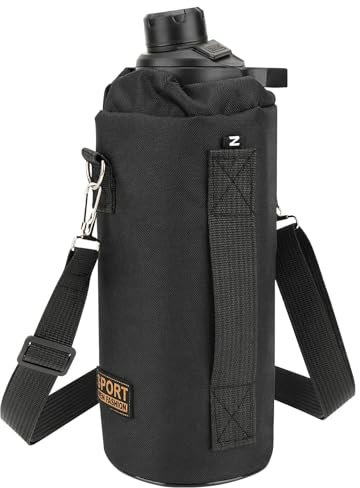 Linkidea Sports Water Bottle Carrier with Strap Compatible with Nalgene Sustain Tritan 48oz, CamelBak Chute Mag 50oz, Thick Waterbottle Cooler Bag Holder Shoulder Strap, Black