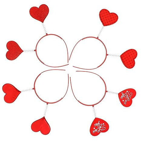 FRCOLOR 8st Rotes Herz-stirnband Bandana-clip Make-up-stirnband Kopfhörer- Stirnbänder Quadratisches Partygeschenke Clip- Lockenwickler Bands Schweißband Stoff
