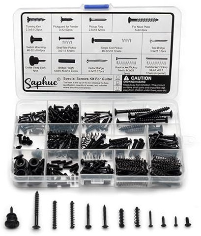 SAPHUE 201-Piece Guitar Screw Set, Telecaster Screws, Bulletboard Screws for Mudguard, Tele/Strat/Sq, Tuner, Machine Head, Neck Plate