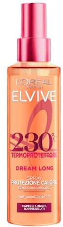 L'Oréal Paris Elvive Dream Long Spray termoprotettore per capelli lunghi e danneggiati protegge i tuoi capelli dal calore e blocca l'umidità