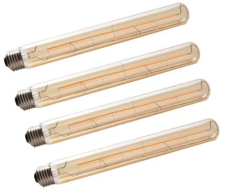 WANGPEI E27 T30-300mm LED Edison Vintage Bernstein Glas Tuber Wicklung Glühbirne 6W 500LM Warmweiß 2700K Nicht Dimmbare E27 Retro Glühbirnen,4Stück
