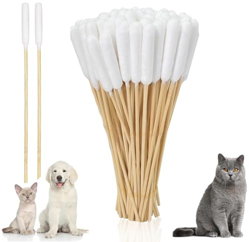DIFLAX 200 Stück Wattestäbchen Mit Aufbewahrungsbox, Lange Wattestäbchen, Hunde Wattestäbchen, Ohrenpflege Hund, Katzen Ohrenreiniger, Ohrreiniger Für Hunde Für Haustiere Ohrreinigun (15cm)