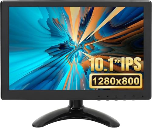 OSCY Monitor piccolo da 10,1 pollici, display 60 Hz, risoluzione 1280 x 800, mini computer 3 ms IPS, supporto HDMI/VGA/AV/BNC per videogiochi CCTV Raspi PC