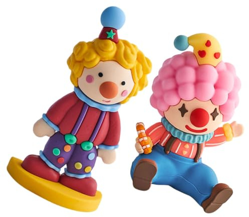 BESPORTBLE 2 Stück Miniatur Clown Figuren Kleine Tischdeko Miniaturfiguren für Kuchen Büro Garten Balkon Niedliche Karneval Deko und Wohnaccessoires