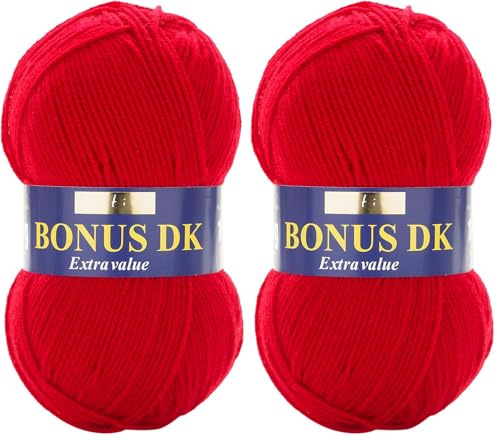 Hayfield Bonus DK Double Knitting, Ladybird (698), 100g by Sirdar (Pack of 2)