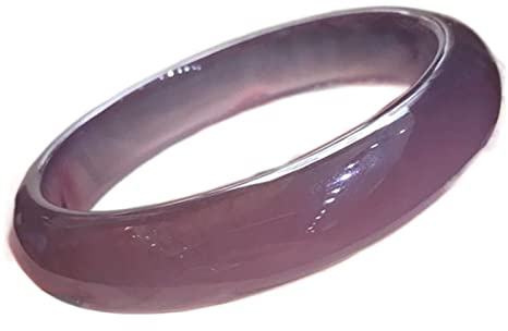 Bracelet en calcédoine violette naturelle chinoise sculptée à la main, large barre en jade, bijoux de boutique de mode, agate pour dame (Gem Color : 56-58)