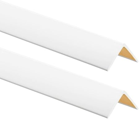 ProfiPVC Lot de 2 Cornière PVC 25x25mm, 150cm - Baguette d’angle de protection, profilé d'angle caoutchouc autoadhésif - Protection d'angles et rebords, flexible, facile à installer, Blanc