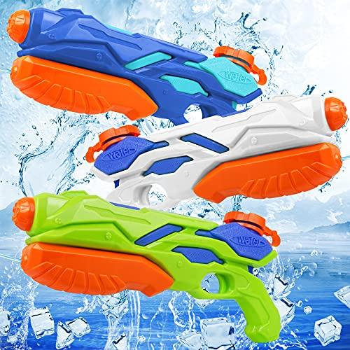 MOZOOSON 3 Stück Wasserpistole Kinder, Wasserspritzpistole | 300 ML, Reichweite bis zu 10 Metern, Ideal für Jungen und Mädchen, Für Sommerpartys im Freien, am Strand oder am Pool
