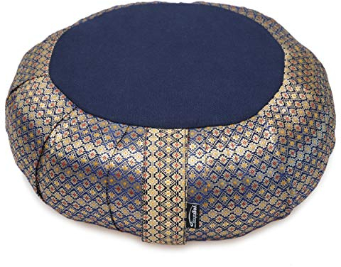 Meditationskissen rund pleated - golden mind - midnight blue
