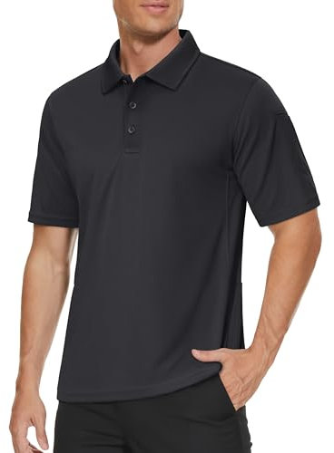 MAGCOMSEN Black Polo Shirt Men Golf Polo Shirt Short Sleeve Quick Dry Sports Top Moisture-Wicking Summer Work Shirts, XL