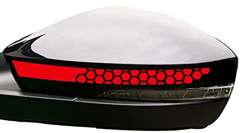 P011 | Spiegelstreifen Aufkleber Folie Wabe Dekor Außenspiegel Seitenspiegel Sticker (Blutrot)