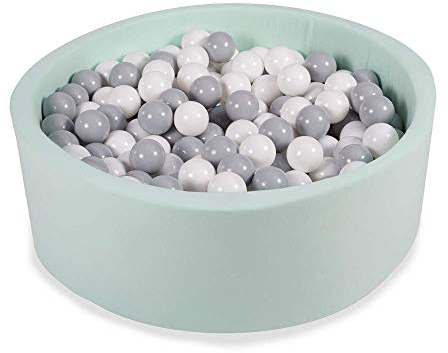 Angelove Bällebad Baby Kinder 90x30cm – Weiches Baumwoll Ballpool mit 200 Bällen – Sicheres Spielzeug für Kleinkinder – Modernes Design für Jungen & Mädchen, Coton, Minze