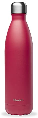 Qwetch - Bouteille Isotherme Matt - Gourde Nomade Inox - 24h Froid et 12h Chaud - Etanche, Sans BPA & Réutilisable - Gourde isotherme pour Sport, Voyage, Bureau, Randonnée - Framboise - 750ml
