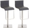 CLP 2er Set Barhocker Limon Mit Kunstleder-Bezug, Farbe:grau, Gestell Farbe:Edelstahl