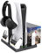 NEWZEROL Konsolenständer kompatible für PS5 mit Lüfter und Ladestation für PS5-Controller, Playstation 5 Kühlständer Vertikaler Headset-Halter, mit 15 Game-Disc-Speicher - Schwarz