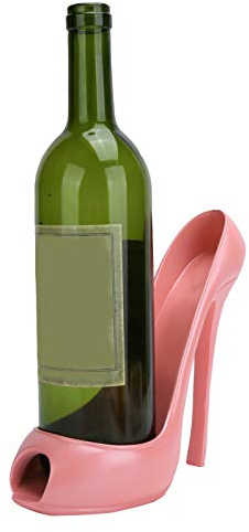 AUNMAS Wine Bottle Holder, 7.9 x 3.9 x 7.5in Synthetic Resin Stylish Wine Rack High Heel Shoe Shape Wine Bottle Holder Display Holder Home Decoration Accessories(Pink)