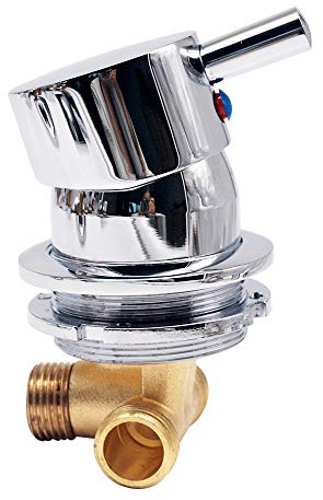 Deviatore Di Uscita a 1 Via Rubinetto Per Doccia Con Filettatura Vite In Ottone Freddo E Caldo Cabina Dimensioni Foro 50-55, Cartuccia Ceramica, Comando Doppio Con Maniglia Singola